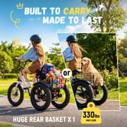 ESKUTE Folding Electric Tricycle for Beginners – 16 x 3.0 Fat Tires, 500W Peak Motor, 302Wh Battery, Step-Thru Design, 12.5 MPH, Pink