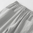 thumbnail image 4 of IDALL Linen Pants Women Wide Leg Pants Woman Women Fashion Solid Color Cotton Flax Elastic Long Pants Beach Leisure Trousers Lounge Pants Women High Waisted Pants Gray 3XL, 4 of 4