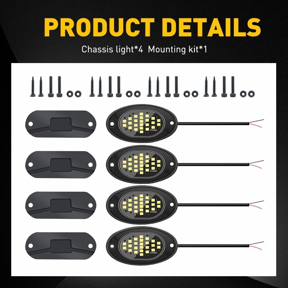Phyun 8X White LED Rock Lights Underbody Trail Rig Glow Lamp For Offroad SUV Pickup Truck