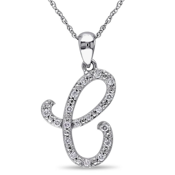 1/6 Carat T.W. Diamond 10k White Gold Initial C Pendant, 17 - Walmart.com