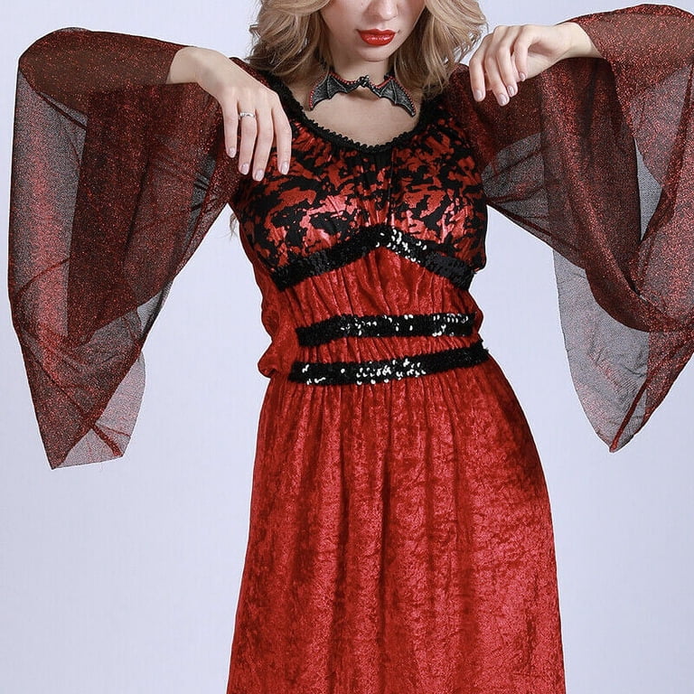 Eraspooky Adult Women's Vampire Costume, Ladies Fancy Dress, Halloween Cosplay Outfit
