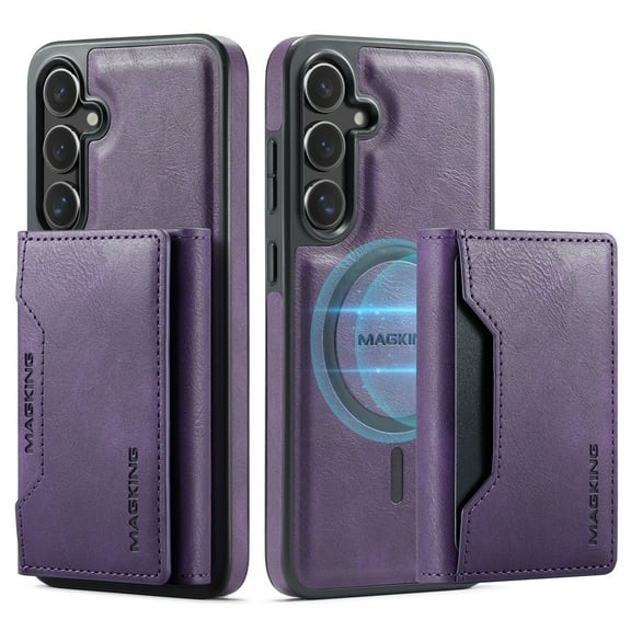Dteck for Samsung Galaxy S24  Plus Case Detachable Wallet Case with Card Holder, Samsung Galaxy S24  Magnetic Case Compatible with MagSafe, PU Leather RFID Blocking Flip Kickstand Credit Slots,Purple