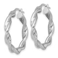 thumbnail image 2 of Sterling Silver Rhodium-plated Polished Twisted 4.00 x 28mm Round Hoop Earrings, 2 of 3