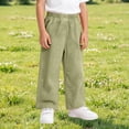 thumbnail image 2 of Trendfront Girls Casual Pants Summer Thin Lightweight Double Layer Gauze Home Wear Slacks Solid Color Soft Breathable Loose Fit Kids Long Trousers, 2 of 6