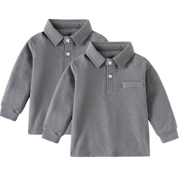 REDARER Boys Uniform Long Sleeve Polo, 2-Pack - for Little Boys & Big Boys,Size 4-5 Years