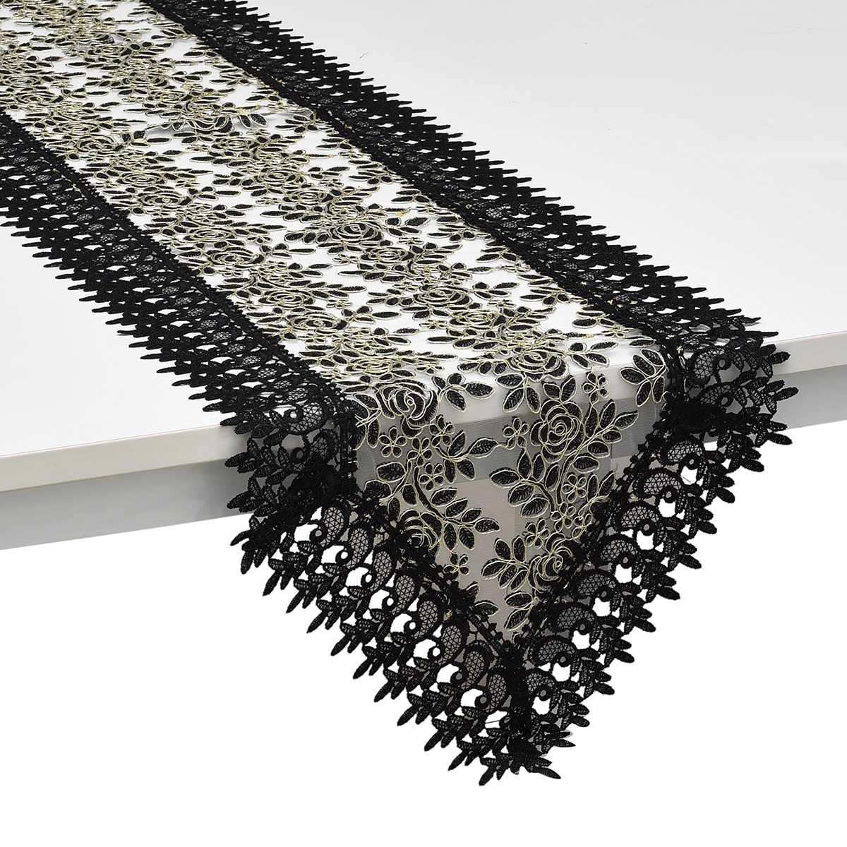 Black Embroidered Louis Vuitton Table Runner