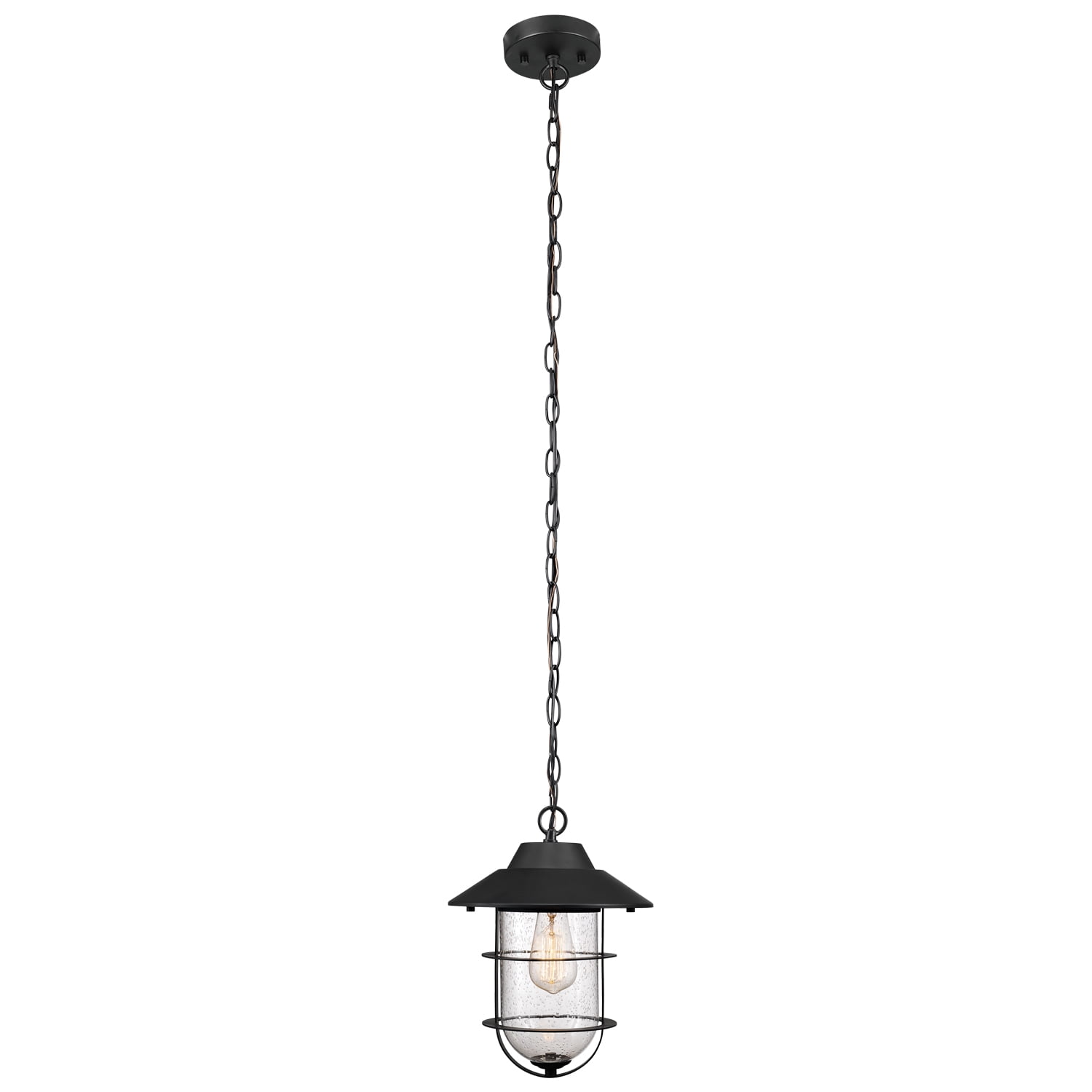 Globe Electric Roth 1-Light Oil Rubbed Bronze Outdoor Indoor Hanging Pendant 