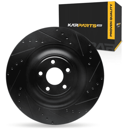 KarParts360 For Jaguar F-Type 2015-2024 Brake Rotor Rear, Passenger Side | Cast Iron | Vented | Black Finish | 24 Millimeters/0.94 Inches Discard Thickness | 5 Stud/Lug Hole