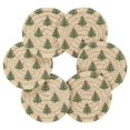 thumbnail image 5 of 6 Pcs Drink Coasters with Holder 3.94in Woven Coasters for Drinks Motifs Christmas Tree Pattern Coaster Set for Protection Table, 5 of 7
