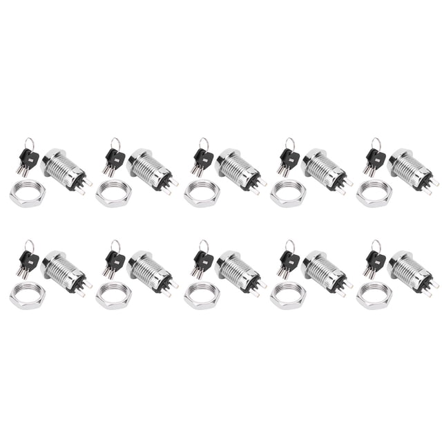 10 juegos de interruptores de llave Bling Bling de Acero inoxidable con doble tracción y bloqueo 12 x 22 mm