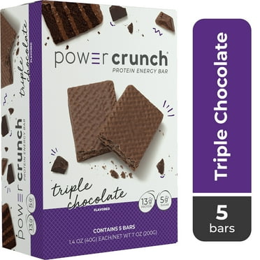 Power Crunch Original Protein Energy Bars, Triple Chocolate, 1.4 oz, 5 Count