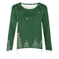 thumbnail image 4 of Lopecy-Sta Women's Christmas Snowflake Print Long Sleeve T-Shirt, Loose Crew Neck Casual Holiday Top Green 5XL, 4 of 5