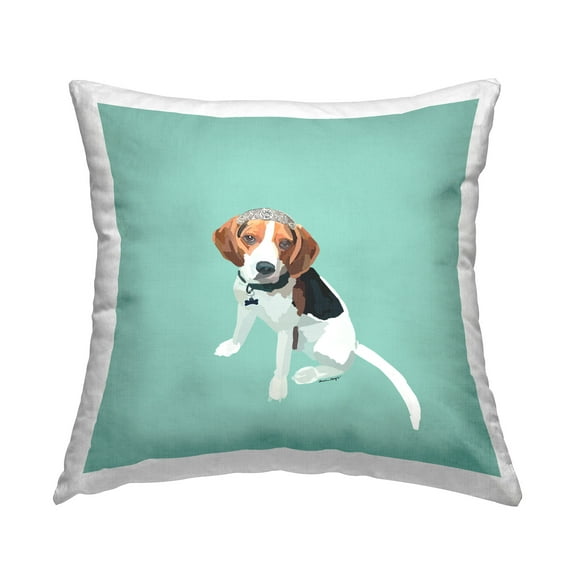 Stupell Industries Beagle with Tiara Decorative Printed Throw Pillow Design by Amelia Noyes