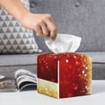 thumbnail image 5 of Goofa Red Gold Glitter Tissue Box Cover PVC Leather Tissue Holder Square Facial Tissue Case Facial Paper Organizer Dispenser for Bathroom, Vanity Countertop, 5 of 8