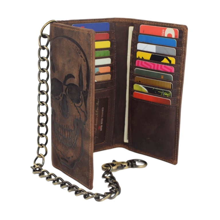 CAZORO USA Motorcycle Chain Wallet for Men 100% Natural Genuine