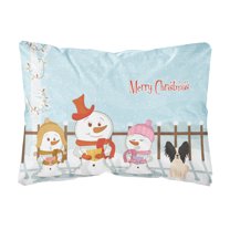 Caroline's Treasures BB2407PW1216 Merry Christmas Carolers Papillon Black White Canvas Fabric Decorative Pillow, 12H