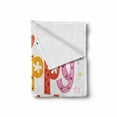 thumbnail image 2 of Family Soft Flannel Fleece Throw Blanket, Happy Family Letters with Flowers Hearts Stars Dots Circles Cartoon Like Artwork, Cozy Plush for Indoor and Outdoor Use, 50" x 70", Multicolor, by Ambesonne, 2 of 6