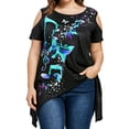 thumbnail image 1 of Women Floral Print Cold Shoulder Asymmetric Hem Plus Size Top, 1 of 2