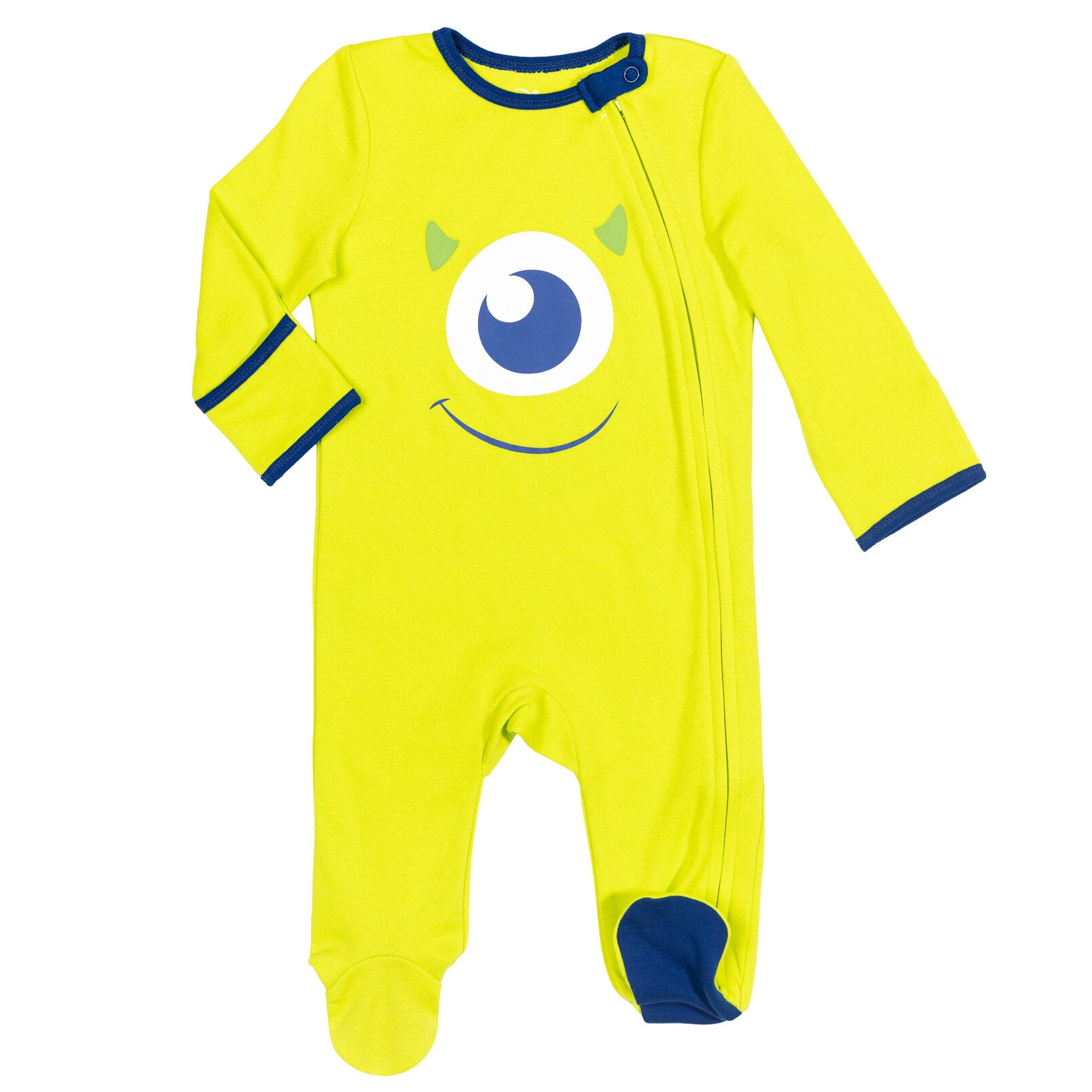 Disney Pixar Monsters Inc. Mike Zip Up Sleep N' Play Bib Blanket and Burp Cloth 4 Piece Outfit Set Newborn