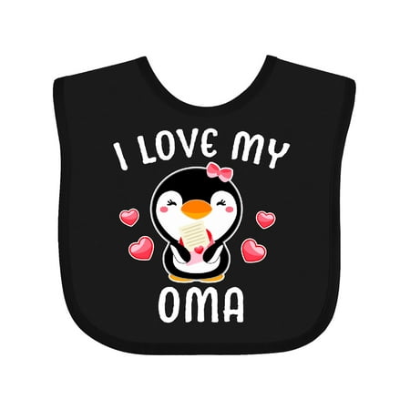 

Inktastic I Love My Oma with Cute Penguin and Hearts Gift Baby Girl Bib