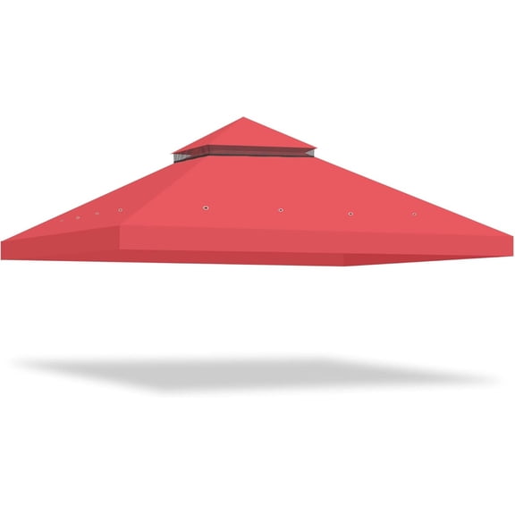WJSP 10x10 Ft 2-Tier Canopy Top Replacement for Petpvilit Gazebo Outdoor Yard Garden Patio Cover Red