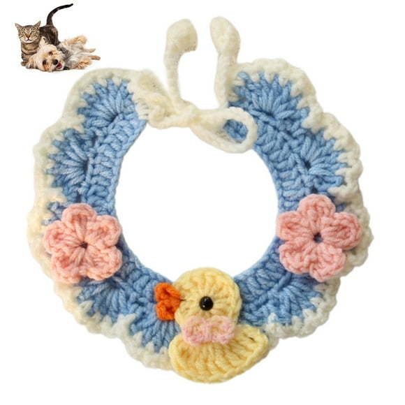 Pet Collar Bib Knitted - Faux Woolen Yarn Handmade Puppy Bandana Cat Bib Scarf