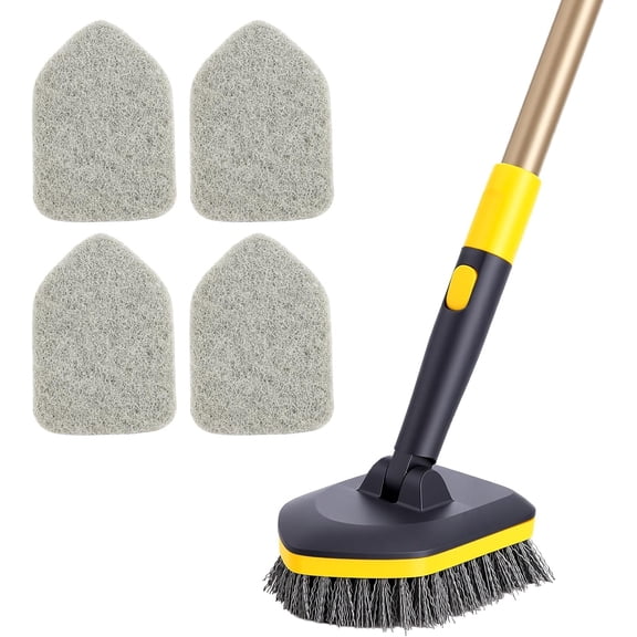 Tub Tile Scrubber Brush 2 in 1 Cleaning Brush 4*Scouring Pads 58.2"