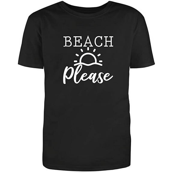 RedBarn "Beach Please" Sarcastic Novelty Funny Unisex Black T Shirt (3XL)