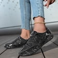 thumbnail image 5 of Black Glitter Sneakers for Women Men Unisex Sparkly Low Top Lace Up Casual Party Festival Shoes with Metallic Accents Non-Slip Sole,Size 5.5, 5 of 7