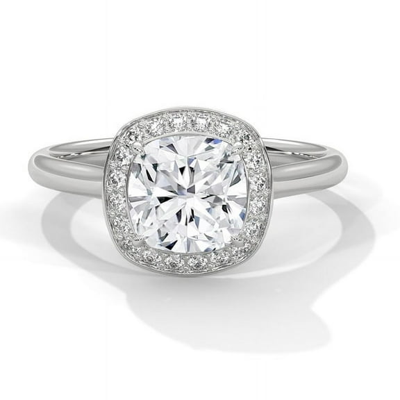 14K White Gold Plated Real Moissanite 2CT Round Cut Diamond Solitaire Anniversery Ring