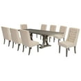 thumbnail image 1 of Rustic Gray Wood 9pc Dining Set with Table and Beige Linen Chairs, 1 of 9