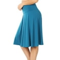 thumbnail image 4 of Zenana Women & Plus Fold Over Banded Waist A-Line Flared Knee Length Midi Skirt, 4 of 5