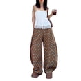 thumbnail image 3 of Women's Polka Dot Print Wide Leg Pants Brown S, 3 of 10