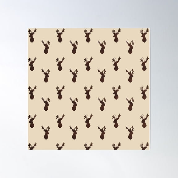Brown Stag Head Pattern Poster Wall Art, Modern Wall Decor For Living Room Bedroom, 17x17 UNFRAMED