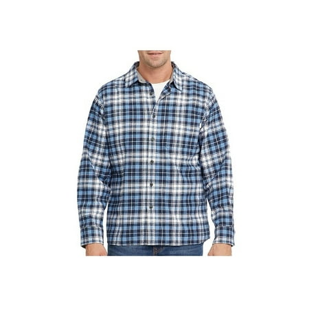 Pockets Fits Chest Rock Fit LLC Eddie Bauer Men's Size Small Chest Pocket Bristol Flannel Shirt, Montauk Blue ()