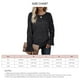 thumbnail image 5 of Jersey Cuello Redondo Manga Larga Trompeta Color Sólido Casual Cómodo Mujer Top Negro L, 5 of 5