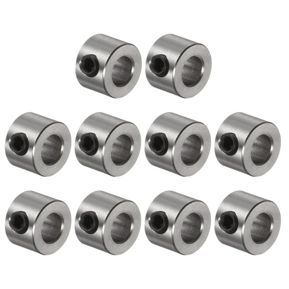 10 Packs Set Screw Collars 5mm Bore Stainless Steel Shaft Collars, 10mm OD, 7mm Width, Gear Stopper Wheel Collar