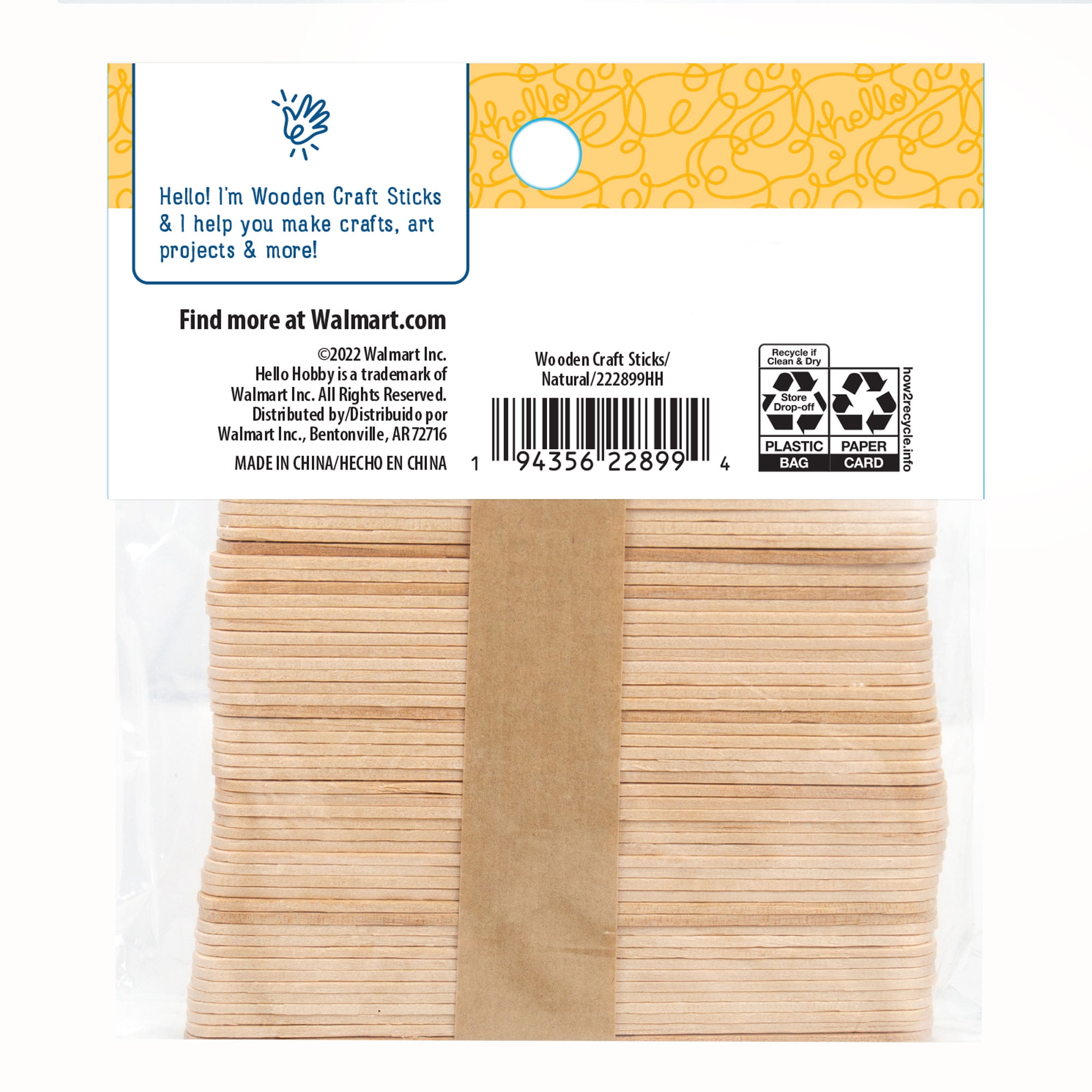 Hello Hobby Craft Sticks, 50 Pack