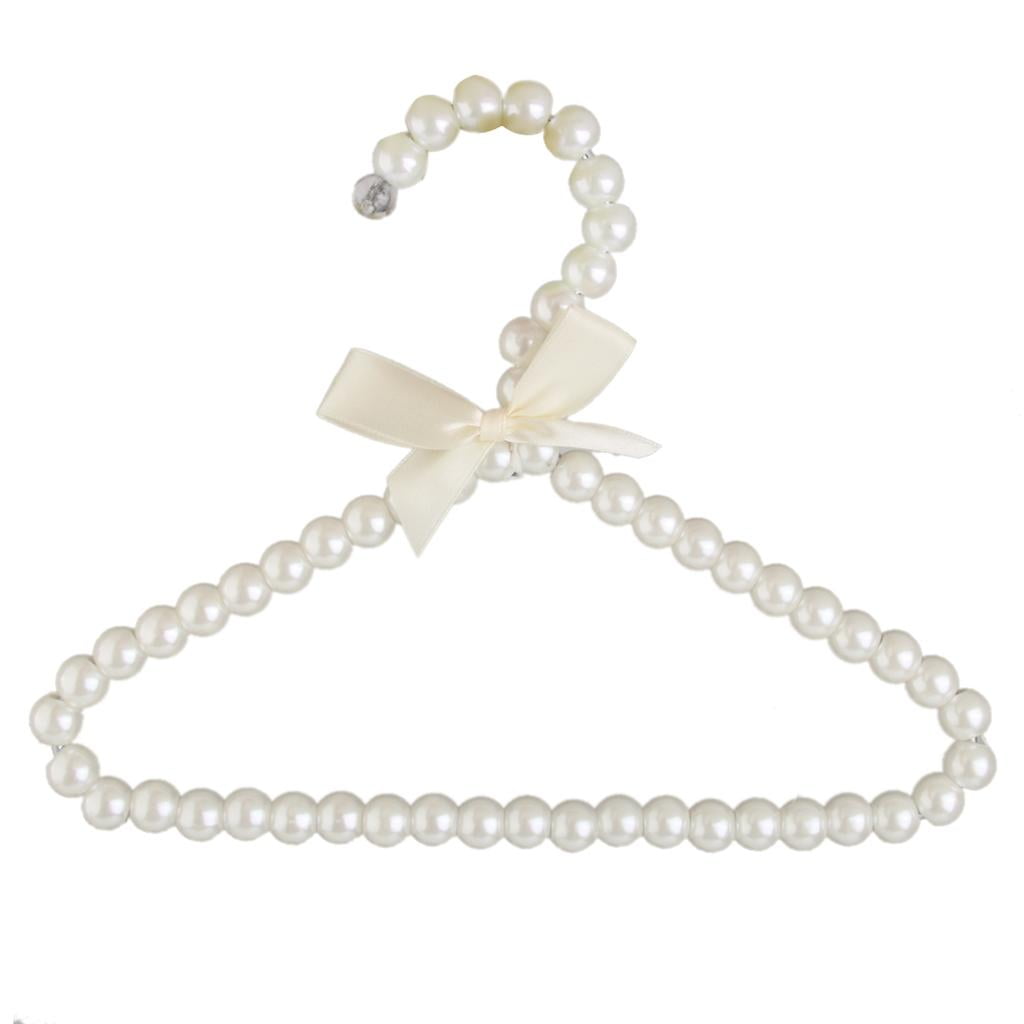 Dualoai 5Pcs White Pearl Bow Clothes Hangers Hook Rack for Baby Kids Halloween Christmas