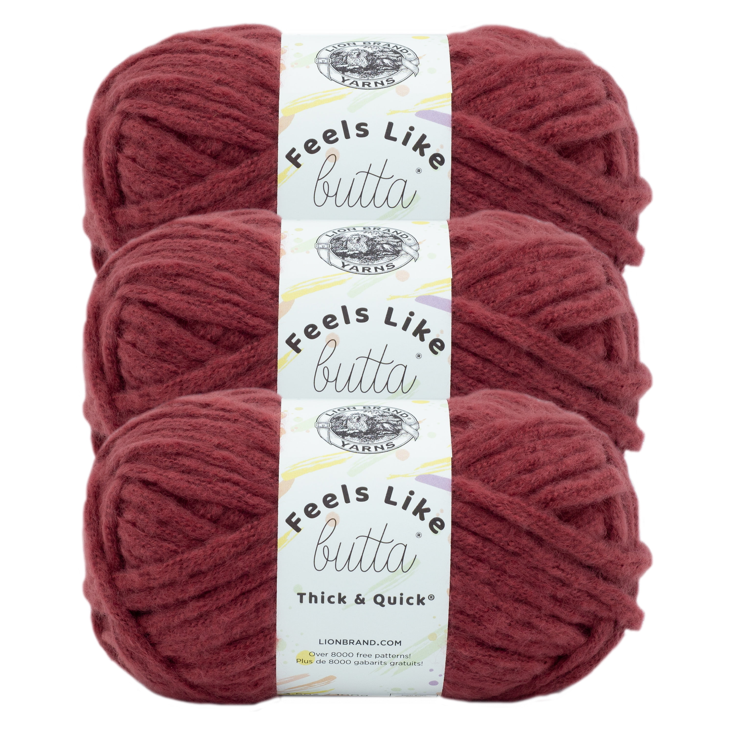 Lion Brand Yarn Feels Like Butta Thick & Quick Brick Red Super Bulky