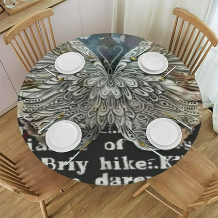 

Patifu Wings Round Table Cover Stain Resistant Washable Perfect for Indoor Outdoor Tablecloth Kitchen Dining Wedding Parties 100% Polyester Table Cover with Elastic Edge 31 -35