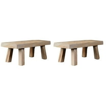 Set of 2 Small Bench Decoration Display Rack Potty Wooden Stool Rustic Scene Adornment Base Craft Toddler