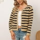 thumbnail image 3 of Cárdigan Suéteres para mujer Suéteres de otoño Recortada Invierno Cárdigan informal Blusa de un solo pecho Manga larga Raya Tops cortos Odeerbi ODB-5, 3 of 3