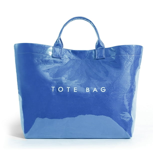 Bolsa de mano Lushandy de PVC para mujer, papel kraft con estampado de letras