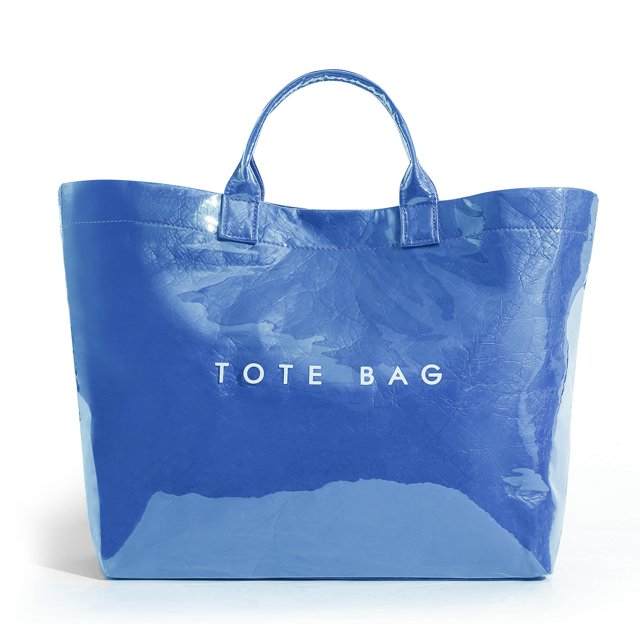 Bolsa de mano Lushandy de PVC para mujer, papel kraft con estampado de letras