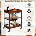 thumbnail image 4 of Gymax 3 Tier Trolley Cart Kitchen Island Serving Bar Cart w/ Glass Holder & Wine Rack, 4 of 10