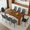 Dark Gray,Walnut, variant on 9-Piece Dining Table and Chair Set with 71 Inch Walnut Wood Grain Rectangular Table and 8 Dark Gray Linen-Cotton Chairs, Modern Dining Set for Kitchen, Dining Room, Walnut and Dark Gray