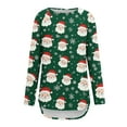 thumbnail image 4 of Christmas Tshirts Women Funny Santa Print Crew Neck Blouse Long Sleeve Tunic Tee for Festive Christmas Wear Tops Fall Clothes My Items, 4 of 5
