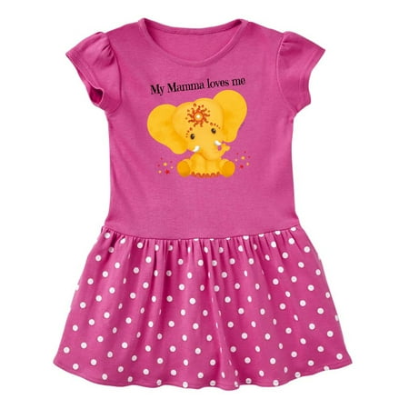 

Inktastic Etana Mamma loves me Yellow Elephant Gift Baby Girl Dress
