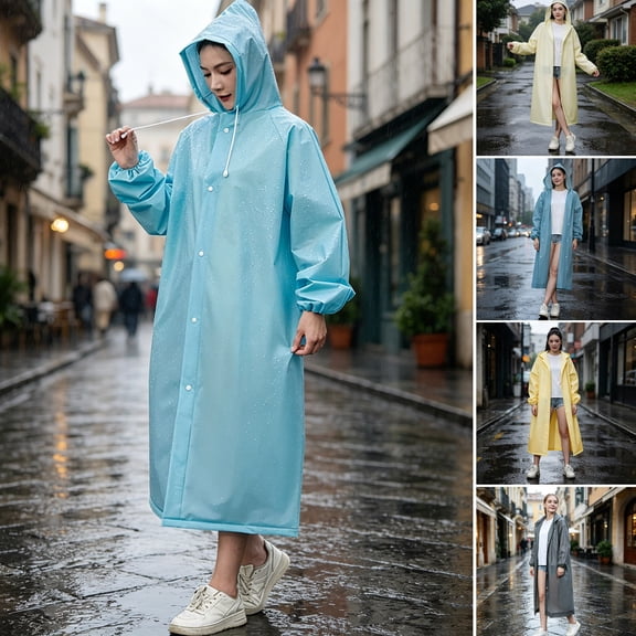 Raincoat,Outdoor Wear,Thick EVA Reusable Rain Jacket With Extended Length,Waterproof Garment For Hiking Camping And Travel